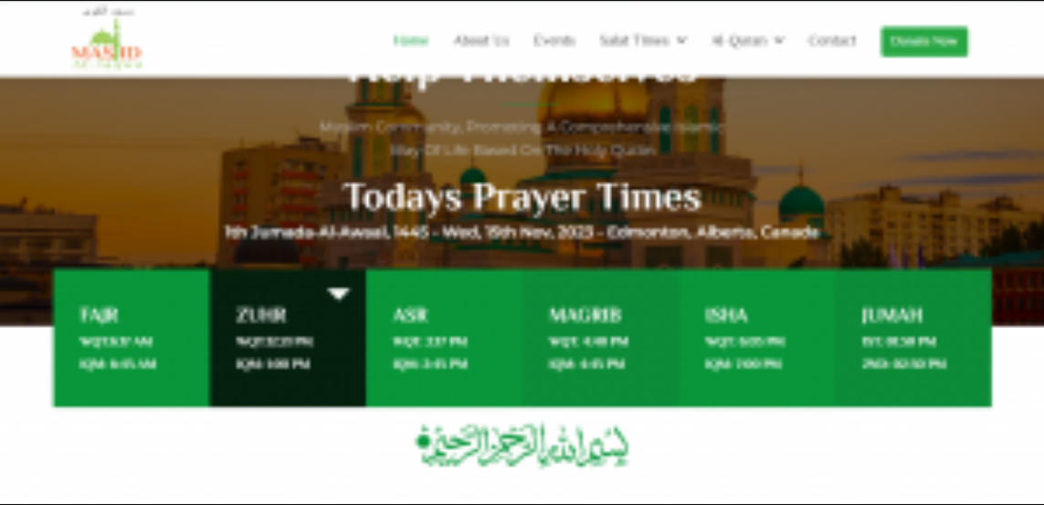 Mashjid Website Portfolio Project
